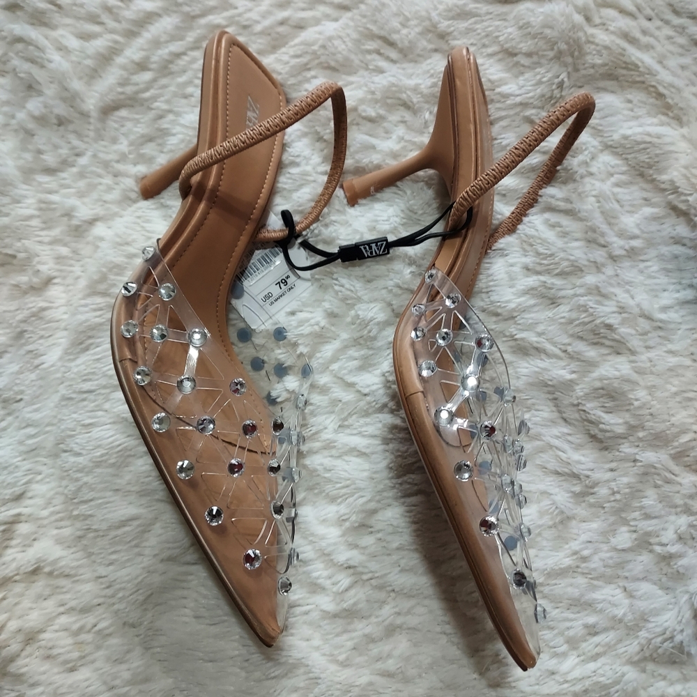 Zara rhinestones Slingback Sz 8/39 - Picture 8 of 12
